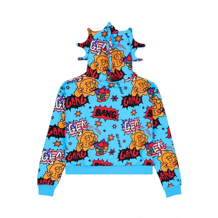 Glo Bang Full Zip Hoodie Blue Back - Glo Gang Worldwide