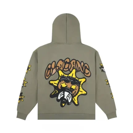 Glo Gang Deserted Sun Hoodie Olive Back - Glo Gang Worldwide