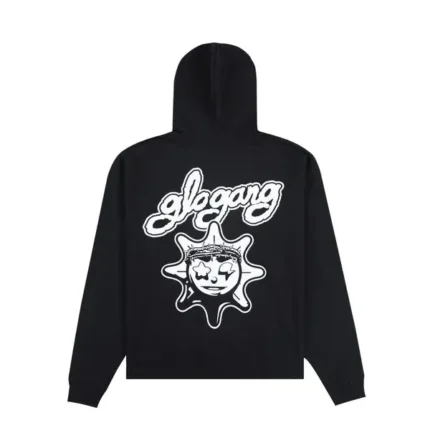 Glo Gang Font Logo Zip Up Hoodie Black Back - Glo Gang Worldwide