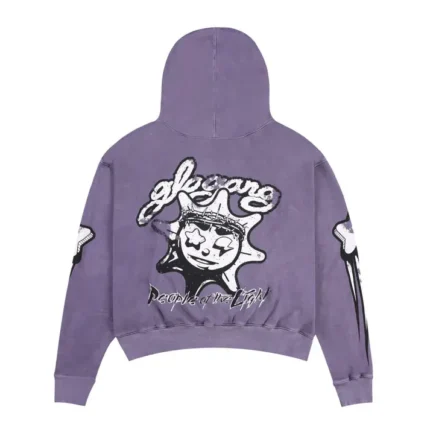 Glo Gang Sun Child Flag Hoodie Purple Back - Glo Gang Worldwide