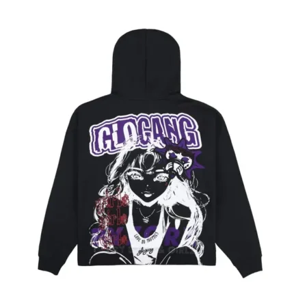 Glo Gang Sun Logo Purple Vert Zip Up Hoodie Black Back - Glo Gang Worldwide