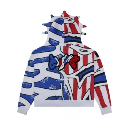 Glory Boy Flag Hoodie Red-Blue Back - Glo Gang Worldwide