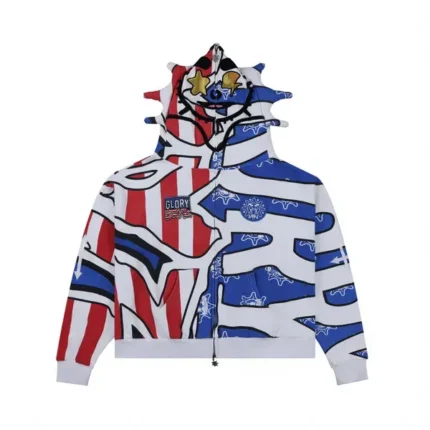 Glory Boy Flag Hoodie Red-Blue - Glo Gang Worldwide